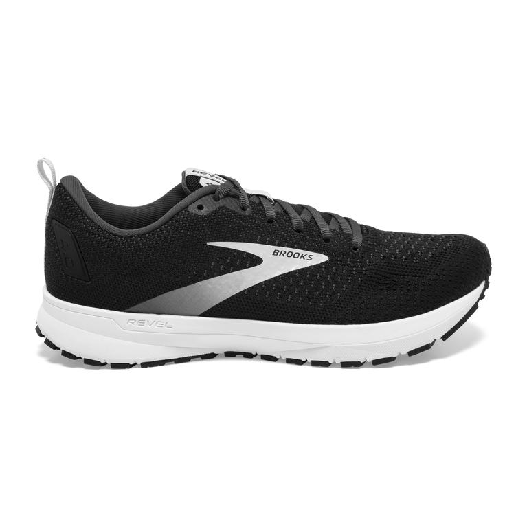 Brooks Revel 4 Road Running Shoes - Men's - Black/Oyster/Silver (61397-WUSZ)